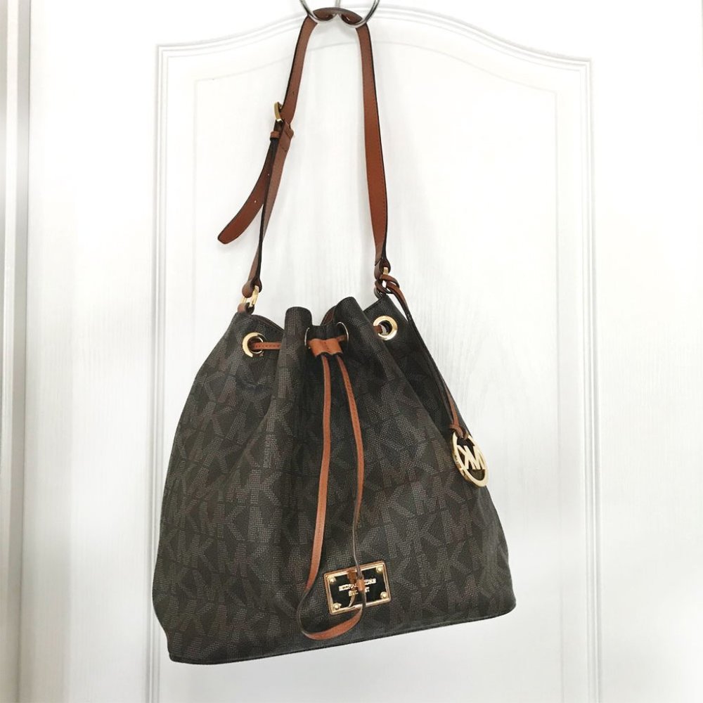 Michael Kors Brown Logo Print Shoulder Bag - Picture 2 of 8